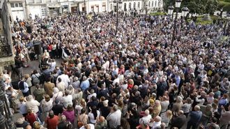 Imagen de la manifestaci�n contra la moci�n de censura celebrada en la Praza Maior de Lugo.