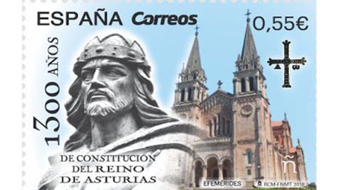 Sello conmemorativo de los 1300 a�os de constituci�n del reino de Asturias