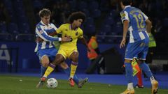 Barcia forcejea con Peter Federico durante el Dpor-Valladolid, en el que el central fue sustituido en el descanso