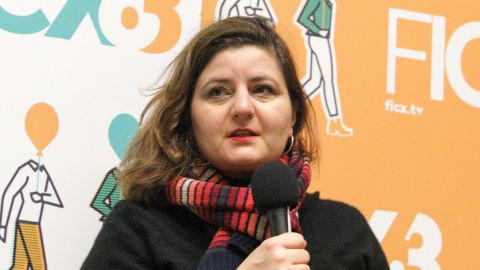 Zuzana Kirchnerov� presentando su pel�cula en el Festival Internacional de Cine de Gij�n