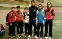 Jugadores estradenses y su t�cnico, en la concentraci�n en Euskadi.