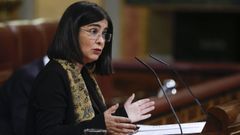 La ministra de Sanidad, Carolina Darias, en el Congreso