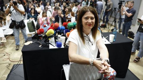 Leire Díez, durante su comparecencia ante los medios el pasado junio.