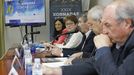 Isabel Rodrguez, subdelegada del Gobierno en Lugo; Alicia Villauriz, secretaria general de Pesca; Alfredo Llano, presidente de Expomar y alcalde de Burela; Jos Tom, presidente de la Diputacin de Lugo; y Narciso Gonzlez, representante de la Consellera do Mar, en el acto de clausura de las Xornadas Expomar 2022