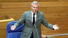 El presidente de la Xunta, Alfonso Rueda, durante una sesin de control en el Parlamento.