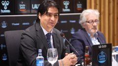 El director de f�tbol del Celta, Marco Garc�s, durante la comparecencia de este mi�rcoles.