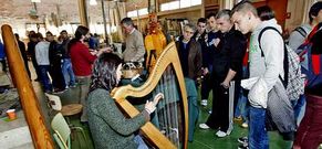Instrumentos hechos con madera como arpas se pudieron ver ayer en las jornadas de artesan�a.