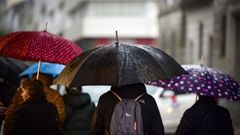 Da de lluvia en el centro de la ciudad de Pontevedra