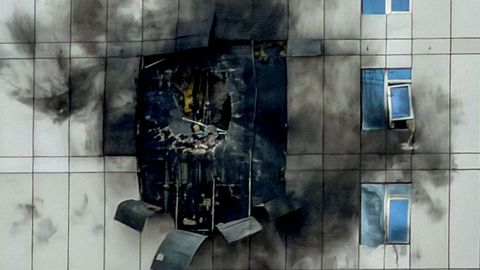 Edificio da�ado por un ataque iran� en Manama, Bar�in 