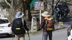 Peregrinos en O Cebreiro en la pasada Semana Santa