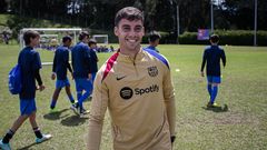 El coruñés Hugo Figueroa, durante una escuela del Barcelona en la localidad colombiana de Medellín