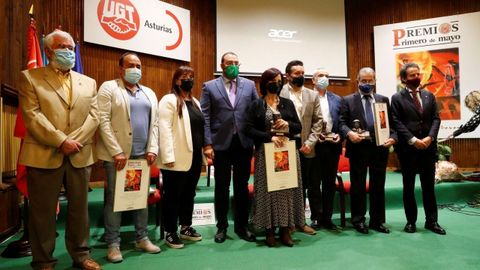 El presidente del Principado de Asturias, Adri�n Barb�n, en el acto de entrega de los Premios Primero de Mayo de UGT Asturias
