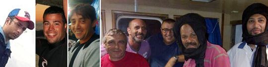 Lucas Mayo, Marcos del Agua, Manuel Tajes y parte de la tripulaci�n del �Santa Ana�