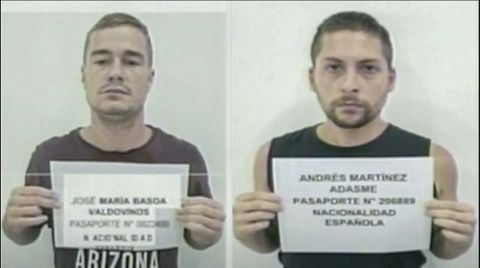 El canal de televisi�n estatal Venezolana de Televisi�n mostr� a Jos� Mar�a Basoa y Andr�s Mart�nez Adasne, en octubre del 2024.