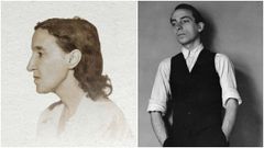 Syra Alonso, nun retrato para un documento oficial de 1946, e o seu marido e pintor, Francisco Miguel, fotografado por Manuel lvarez Bravo en 1933.