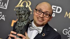 Jes�s Vidal,  tras recibir el Goya al mejor actor Revelaci�n, por su papel en �Campeones� 
