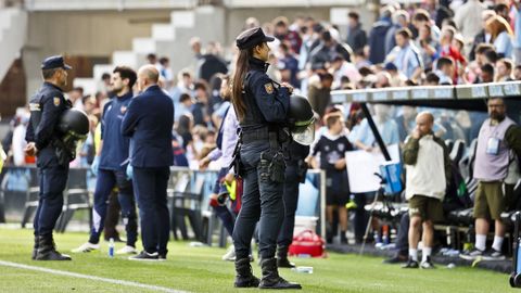 Dospositivo policial en un partido del primer equipo del Celta en el interior de Bala�dos esta pasada temporada.
