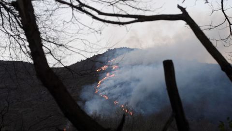 Uno de los incendios forestales en Abla�a