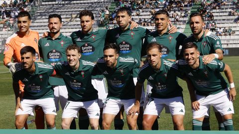 Jugadores del Racing de Ferrol antes del partido contra el Barakaldo