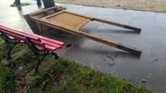 Los v�ndalos tiraron y rompieron varias piezas del mobiliario urbano de Tanxil