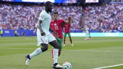 El jugador franc�s Upamecano en el partido contra Marruecos