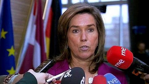 Ana Mato, en una conferencia de prensa en Estrasburgo