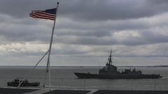 La F-104, durante el adiestramiento con la Marina de EE.UU, en la base de Norfolk, antes de inciar la vuelta al mundo como escolta del portaviones estadounidense