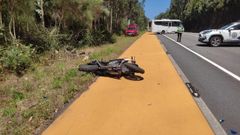 Moto del conductor fallecido en un accidente ocurrido en A Guarda, Samuel S. de 25 aos
