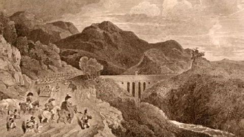 Imagen del puente de Cruzul del libro de Adam Noel donde se habla de la refriega entre tropas napole�nicas e inglesas, estas en su retiro hacia A Coru�