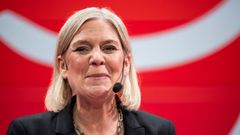 La l�der de la socialdemocracia sueca, Magdalena Andersson, durante la noche electoral