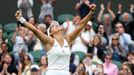 Jessica Bouzas celebra su victoria en primera ronda de Wimbledon