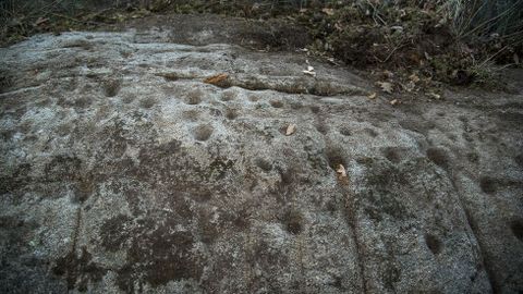 Un detalle de los diseos circulares y lineales de los petroglifos de la Pena do Lagarto