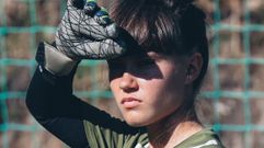 La portera de As Celtas Naiara Mart�nez, en un entrenamiento.
