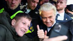 Geert Wilders, durante su campaa en la localidad de Volendam.