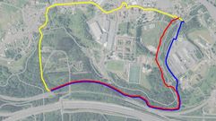 Tres opciones. El proyecto recoge tres alternativas para Conxo. El tramo amarillo es el que plantea Raxoi, el rojo es el inicialmente planteado por la Xunta y el azul corresponde a su nueva propuesta