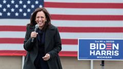 Kamala Harris, candidata dem�crata a la vicepresidencia de EE.UU., durante un mitin en M�chigan el pasado domingo