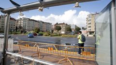 Rotonda en la avenida de Josefina Arruti, en Pontevedra, donde se instalar� uno de los paneles led con informaci�n sobre el tr�fico