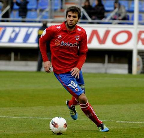 Airam Cabrera, con la camiseta del Numancia.