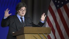 El presidente de Argentina, Javier Milei, en la C�mara de Comercio de Estados Unidos, en Washington