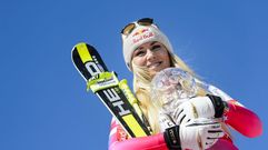 Lindsey Vonn celebra su victoria en la final de la copa del Mundo de Esqu Alpino.