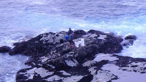 Extraccin de la cra de mejilln en la costa local