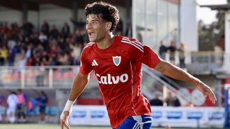 Marru celebra su gol ante el Numancia en As Eiroas