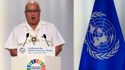 Feleti Penitala Teo, primer ministro de Tuvalu, en una sesión plenaria de la ONU