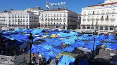 Acampada de protesta por la situaci�n de la vivienda, en la Puerta del Sol de Madrid.