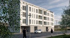 Recreaci�n del futuro edificio de promoci�n p�blica en la R�a das Devesas, en Pontevedra
