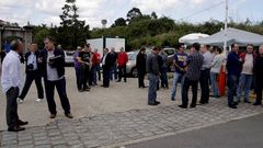 Rueda de prensa a las puertas de la f�brica de armas en Palavea