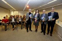 Freixanes (izda.) y Laxe (segundo a la derecha), en la presentaci�n.