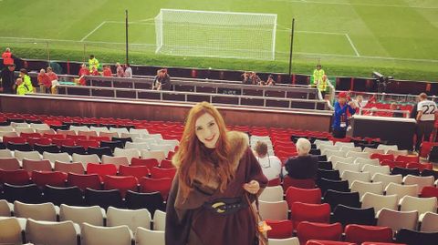 Georgina Fernández en Old Trafford.Georgina Fernández en Old Trafford