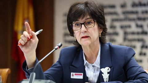 La presidenta de la CNMC, Cani Fern�ndez, compareciendo este martes 17 de marzo en la comisi�n de investigaci�n del Senado.