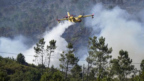 Incendio forestal en Meln, entre las aldeas de Quins y Vilaverde